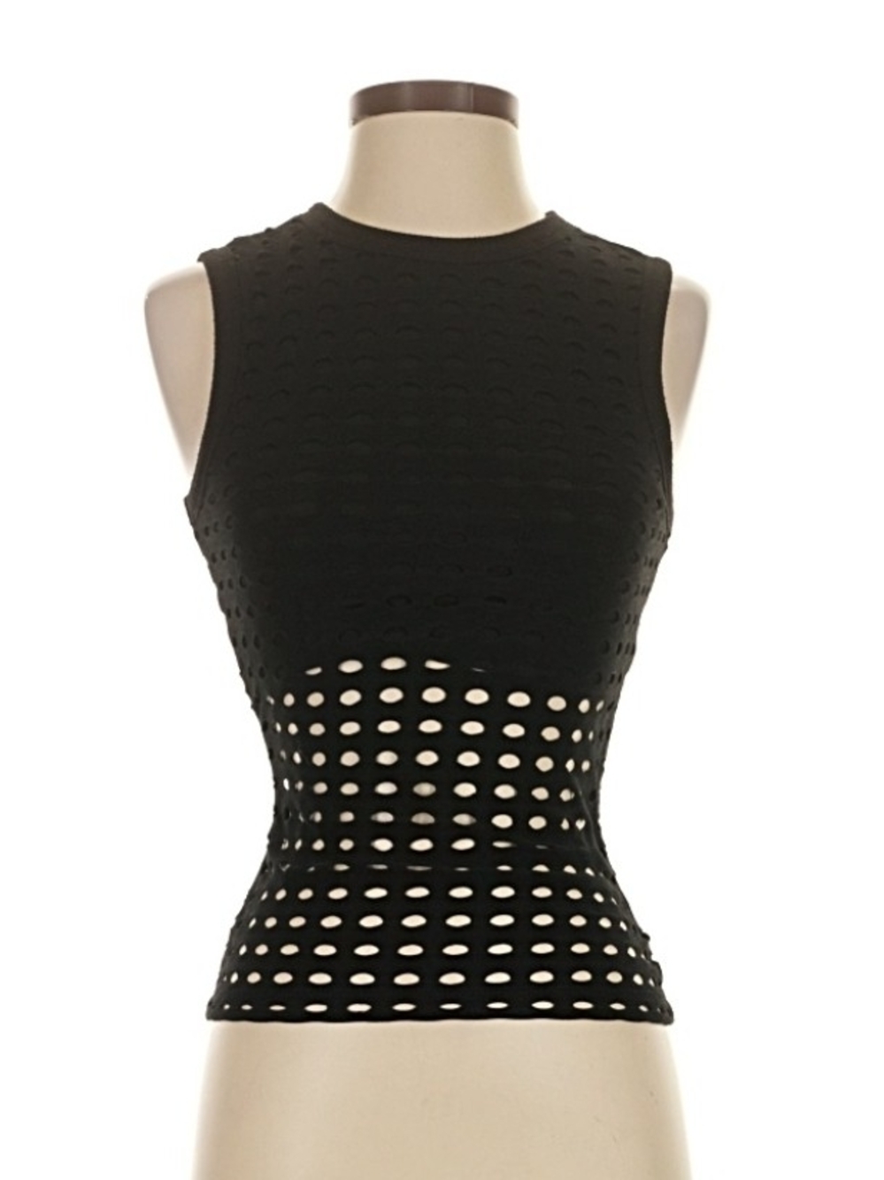 XS Alexander Wang Black Sleeveless Eyelet Cutout Tank